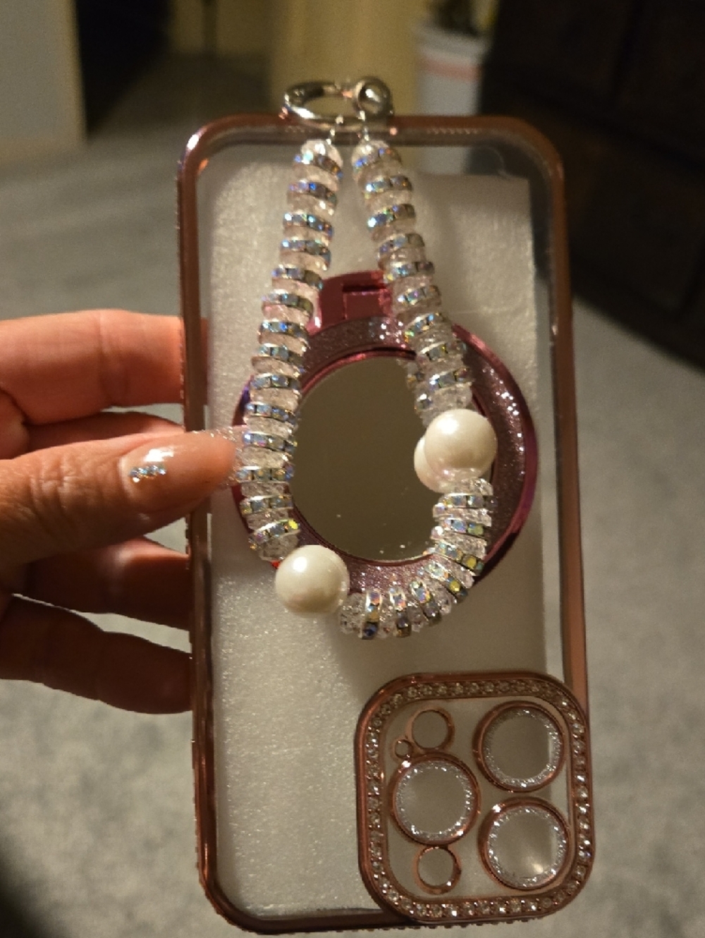Rose Gold 17 Pro Max Case With Wrist Band, Brand New - Picture 3 of 3